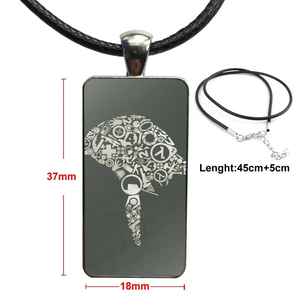as picture Для женщин Подарки игра для мальчиков Половина Жизни Логотип Винтаж Jewelry Сталь с покрытием Стекло кабошон колье длинный кулон прямоугольное ожерелье - Окраска металла: as picture