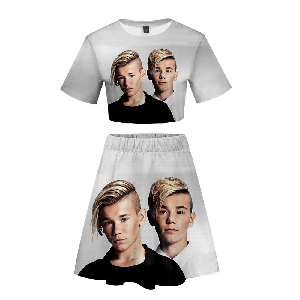 Женские комплекты с объемным принтом Marcus &amp Martinus Модный укороченный топ