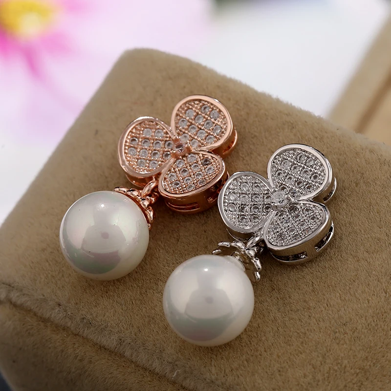 Модные серьги с пресноводным жемчугом и Цирконом медные фианитом из саудовского