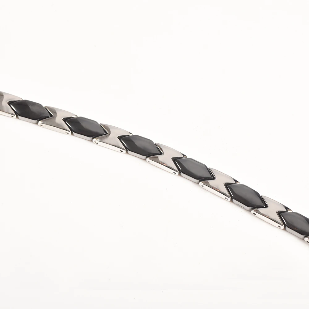 Браслет Wollet Jewelry из нержавеющей стали с чёрной керамикой и магнитами для женщин 5 в 1, уход за здоровьем и энергетическое лечение.