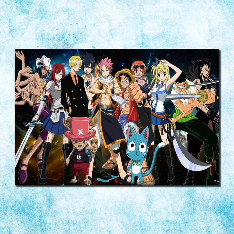 click One Piece Луффи Япония Горячая Аниме Шелковый Холст плакат 13x20 дюймов картинки для Room Decor подарок(больше)-9 - Цвет: click