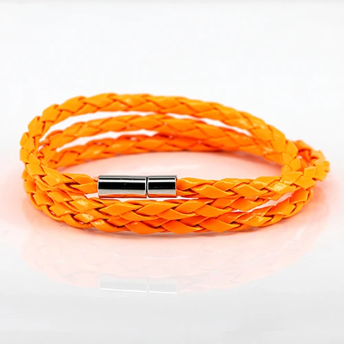 Orange Прямая, новинка, индивидуальная модная мужская бижутерия, панк кожаный браслет, Ручная Веревка, браслеты и браслеты, браслеты SA037 - Окраска металла: Orange