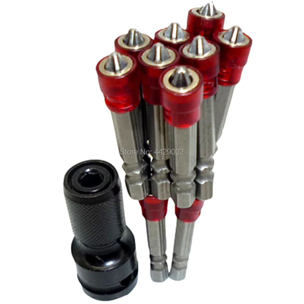 

1/2in Drive to 1/4in Hex Impact Adaptor Hex Bit Screwdriver Bit Adaptor + 10pcs 50mm 1/4'' DryWall Plasterboard Screwdriver Bits