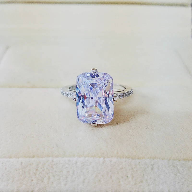 2021 New Luxury Radiant 925 Sterling Silver Engagement Ring For Women Lady Anniversary Gift Jewelry Wholesale R5339S | Украшения и