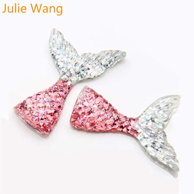 Julie Wang 10 шт. Разноцветные Подвески из смолы с хвостом русалки ручной работы