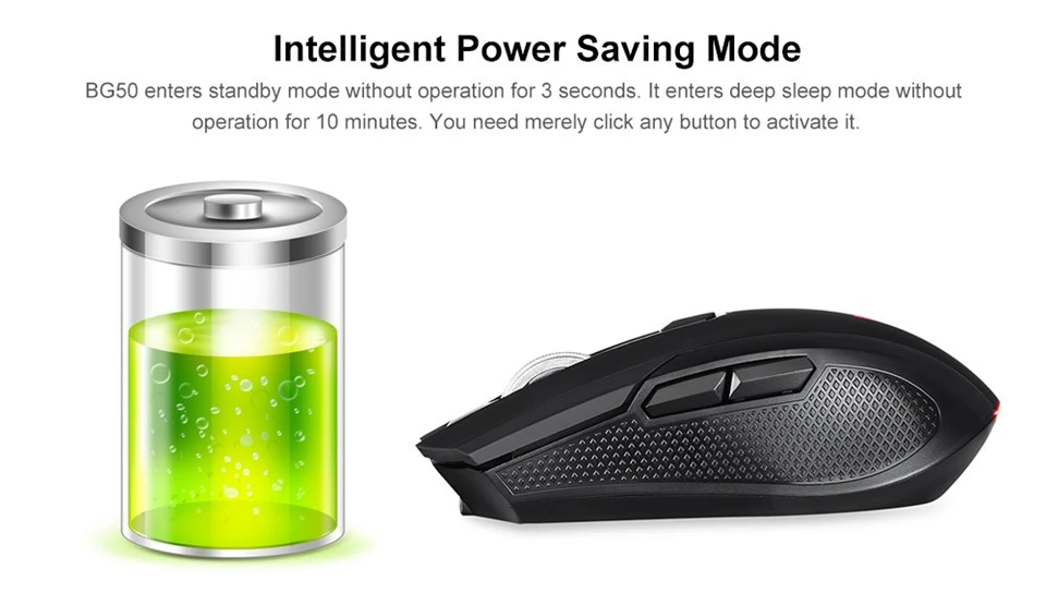 Motospeed BG50 Max 2400 dpi перезаряжаемая 2,4 GHz Беспроводная Bluetooth Двухрежимная мышь игровая мышь для ПК Macbook-ноутбук