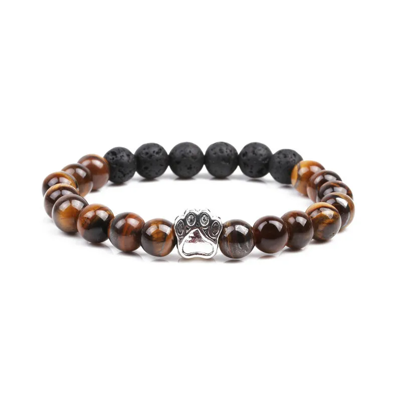 Браслет с изображением собачьей лапы 8 мм Howlite &amp Tiger's Eye Stone черный браслет из