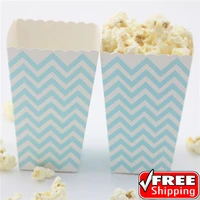 36pcs light blue chevron baby shower popcorn boxes kids birthday party mini diy favor gift candy snack paper treat boxesbuckets