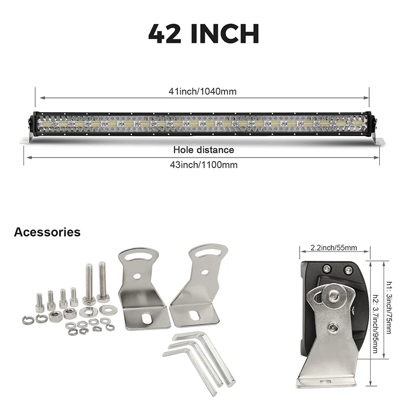 42 INCH BraveWay 3 ряда светодиодный светильник для внедорожного грузовика трактора 4x4 SUV Atv Uaz лодка 12 В светодиодный светильник для джипа Лада Нива внедорожный - Цвет: 42 INCH