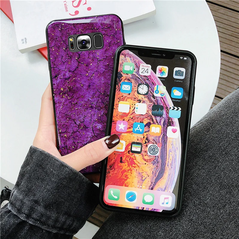 for Samsung Galaxy Note 9 8 S10 S10e S9 S8 Plus S7 edge A6 A8 2018 J4 J6 J8 Case Marble Silicone Anti-knock Cover Funda Bumper |