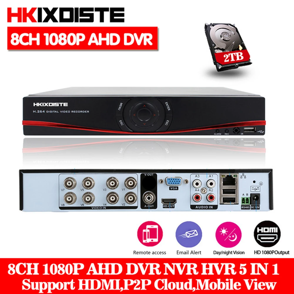 Многофункциональный 8CH 1080P AHD TVI CVI NVR 5 в 1 Гибридный DVR/1080 P видеорегистратор DVR для