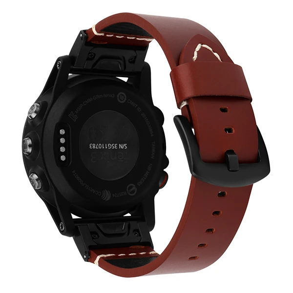 Ремешок для часов из натуральной кожи для Garmin Fenix 3/3HR/5X/5X Plus/D2 Charlie/Quatix 3/Tactix Bravo Quick Easy Fit ремешок для часов - Цвет ремешка: Red Brown