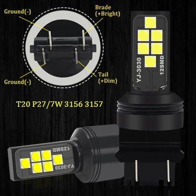 T25 P27-7W 3156 3157 BMT лампочки для авто T20 LED W21/5W W21 5W 7443 W21W T25 P27/7W led лед габариты светодиоды светодиодные лампы для авто автосвет повторитель поворота сигнал авто желтый стоп сигнал для авто сигнал заднего хода дхо - Испускаемый цвет: T25 P27-7W 3156 3157
