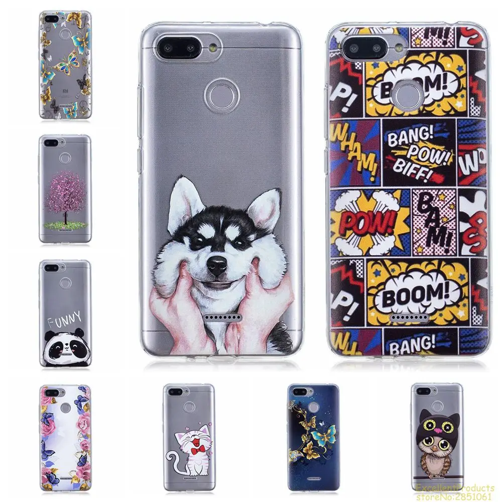 Силиконовый чехол для Xiaomi RedMi 6 fundas hoesje Милый Забавный из ТПУ с изображением