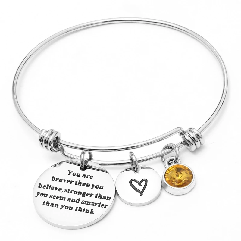 Браслет с подвесками в виде сердца 12 цветов|engraved bangle|believe banglebangles for women |