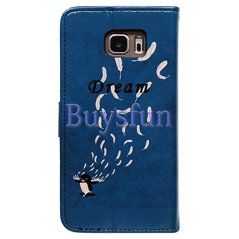Bcov Black Penguin Feather Leather Wallet Cover Case For Samsung Galaxy S7 Edge 103022063 |