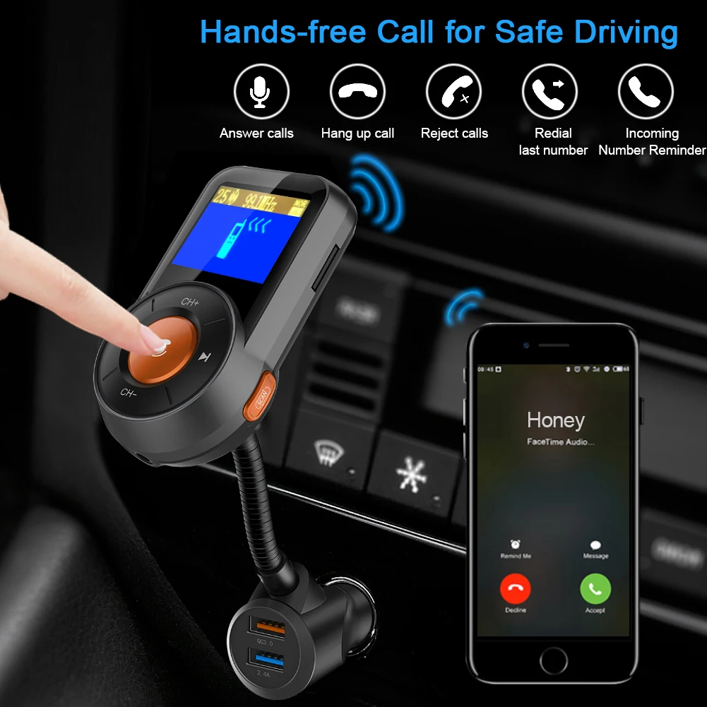 Автомобильный fm передатчик Bluetooth модулятор пропускания двойное USB зарядное