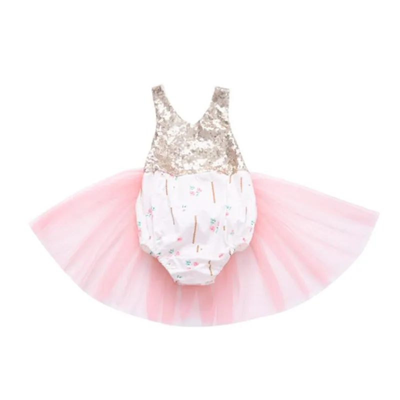 Одежда для маленьких девочек Новинка лета 2019 Модный комбинезон с блестками