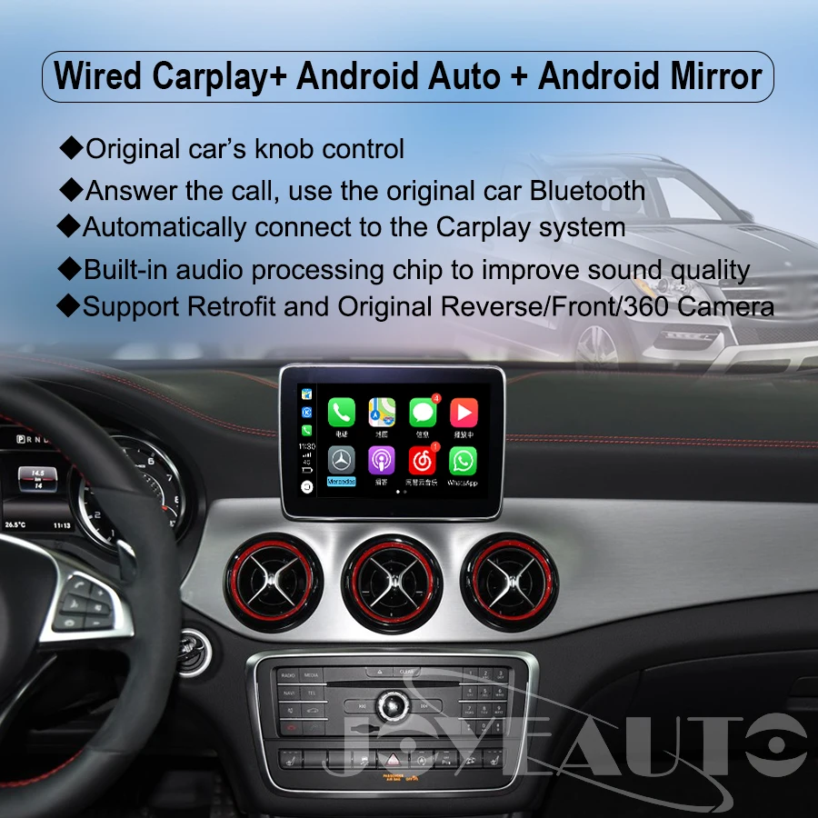 Joyeauto Wifi Wireless Carplay Android Auto Mirror Retrofit for Mercedes C CLA CLS class NTG 5.1 5.2 5.5 support Reverse Camera