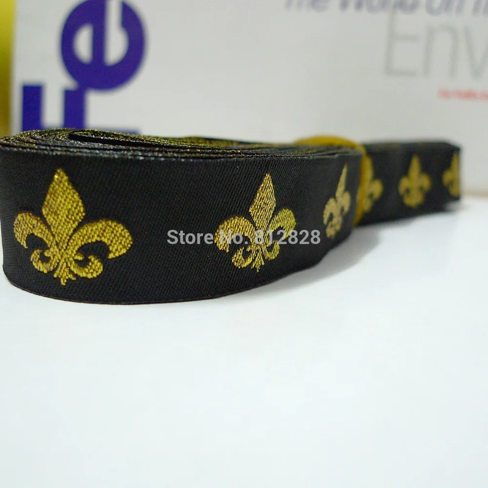 10 Meters 7/8'' 22mm Wide Fleur De Lis Dog Collar Woven Jacquard Ribbon | Ribbons