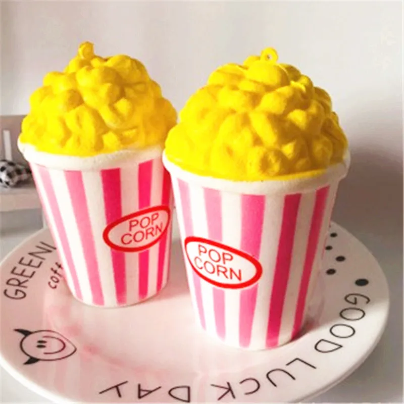 Милая игрушка Jumbo Popcorn Squishy ремешок для телефона сжимается антистресс медленно