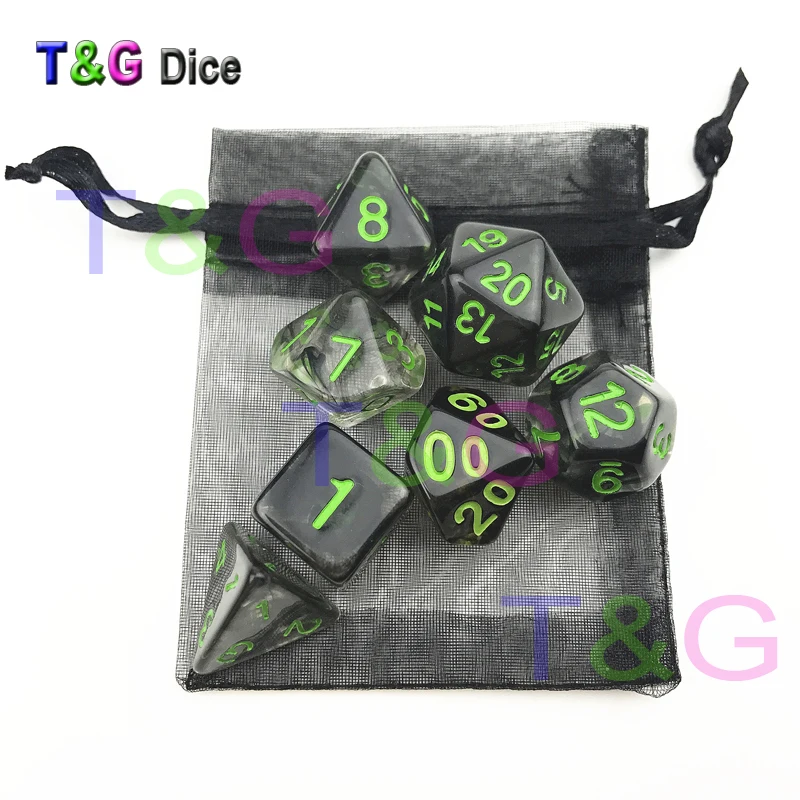 T& G крутые кости набор удивительный эффект туманности DND 7 шт d4-d20 с мешком из органзы как рождественский подарок