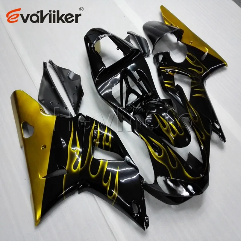 

ABS Plastic Bodywork Set for YZFR1 2000 2001 YZF R1 00 01 motorcycle Fairing hull Injection mold gold flames