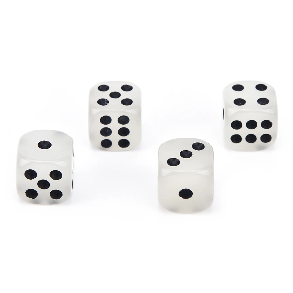 

New 4PCS Fillet Black Pips Luminous Dice 6 Side For Boardgame Night Bar KTV 14mm