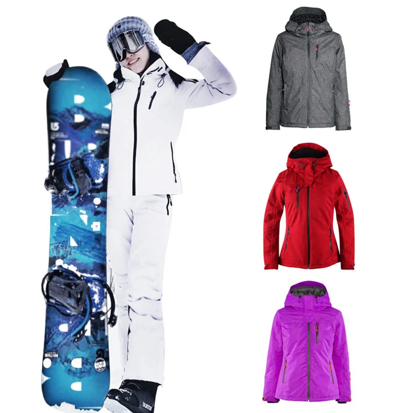 Для женщин Лыжный Сноуборд Куртки костюм Открытый Водонепроницаемый с капюшоном