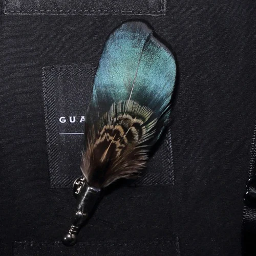 31 brooch GUSLESON, новинка, ручная работа, мужская кожаная и перьевая брошь для галстука-бабочки, предварительно завязанный Галстук-бабочка для свадебной вечеринки с подарочной коробкой - Цвет: 31 brooch
