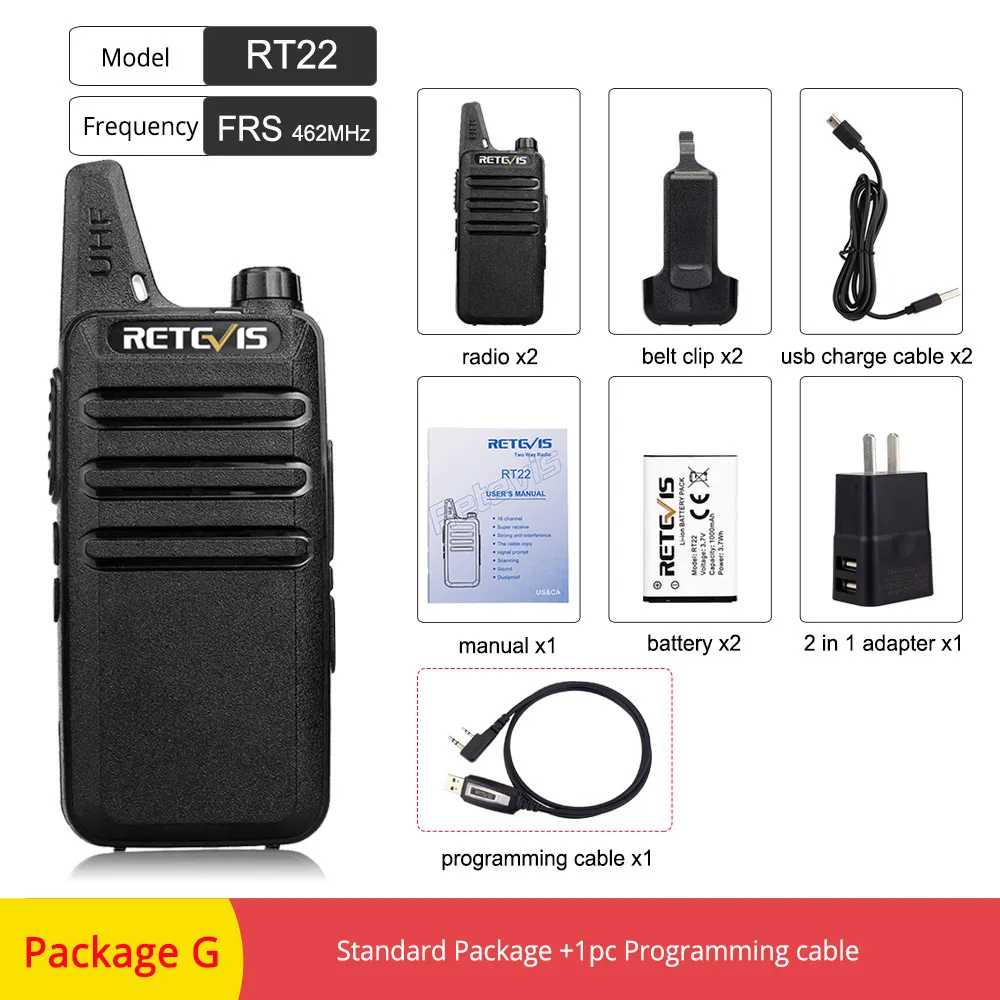 2 шт. RETEVIS RT622 RT22 профессиональная рация Mini PMR446 PMR радио FRS VOX двухстороннее радио Comunicador приемопередатчик Woki Toki - Цвет: Package G