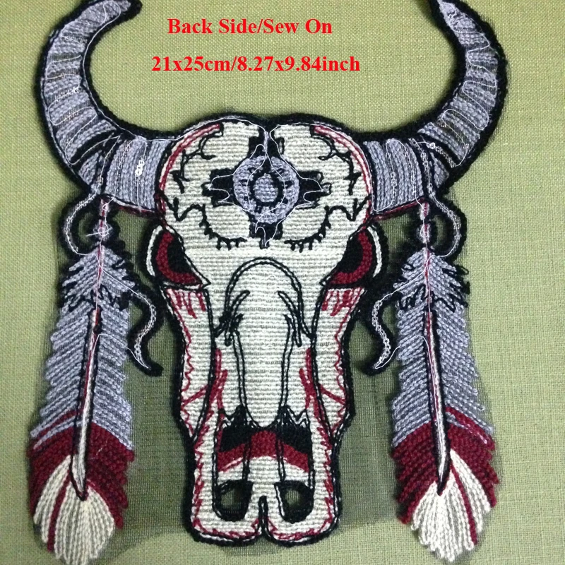 1 шт. parches Хэллоуин крупного рогатого скота Вышивка Патчи для одежды в виде Головы