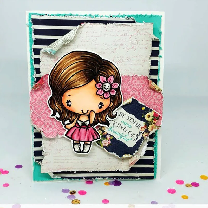 Smile Girl Цветок Прозрачный штамп прозрачные штампы для DIY Скрапбукинг Фотоальбом