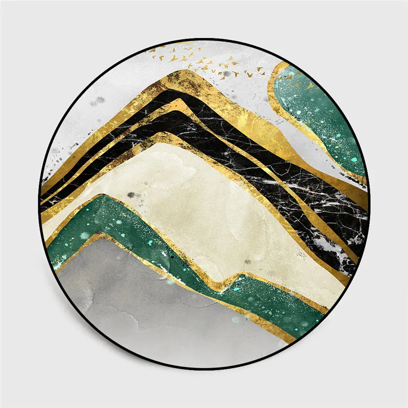 Современная мраморная текстура круглый ковер коврик для гостиной нескользящий