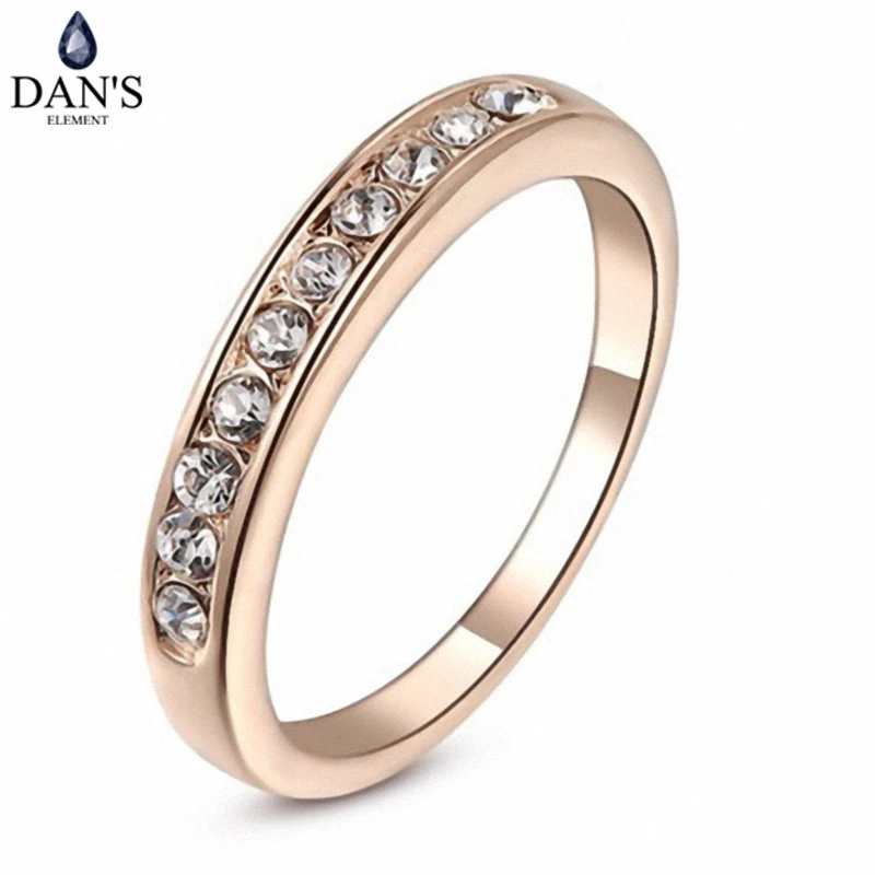 DAN'S ELEMENT модные классические обручальные кольца для женщин с цирконом золотого
