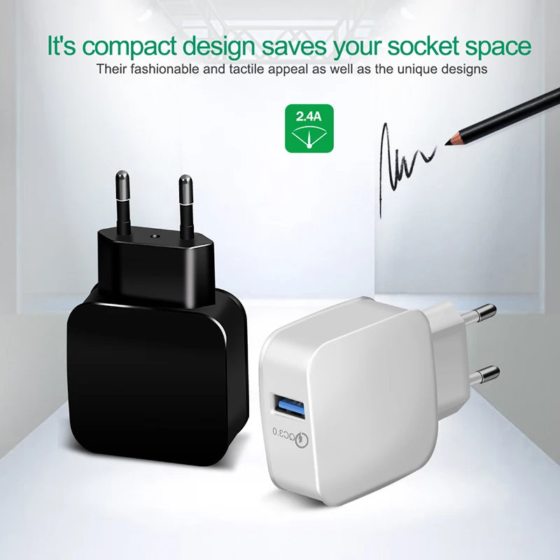 Phone USB Charger Quick Charge 3.0 Fast Mobile with type c micro cable Adapter for Samsung Huaiwei xiaomi | Мобильные телефоны и