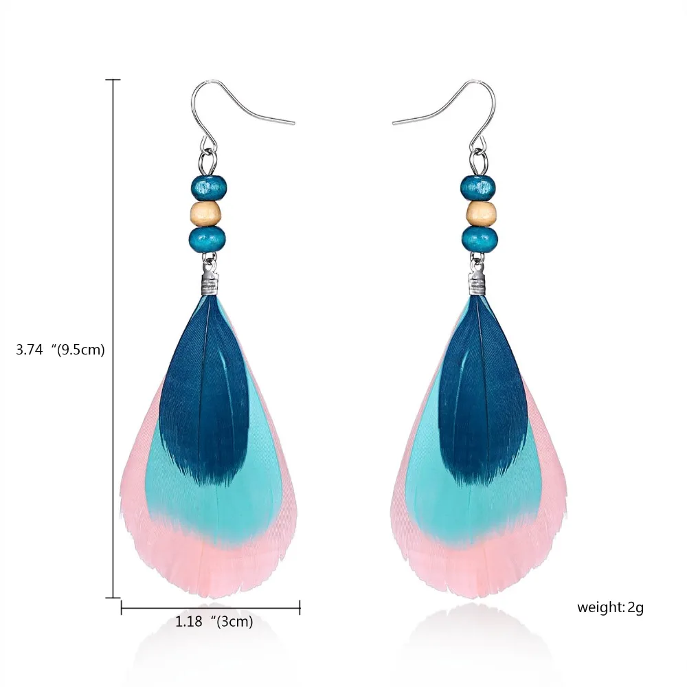 Rinhoo Bohemian Ethnic Long Statement Colorful Tassel Drop Earrings Boho Beads Fringe Earrings Women Fashion Dangle Earring