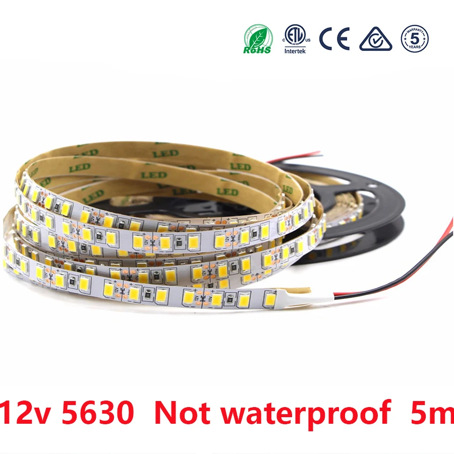 Светодиодная лента 12 В SMD 5630 300 светодиодный 5M V теплый белый не водонепроницаемый