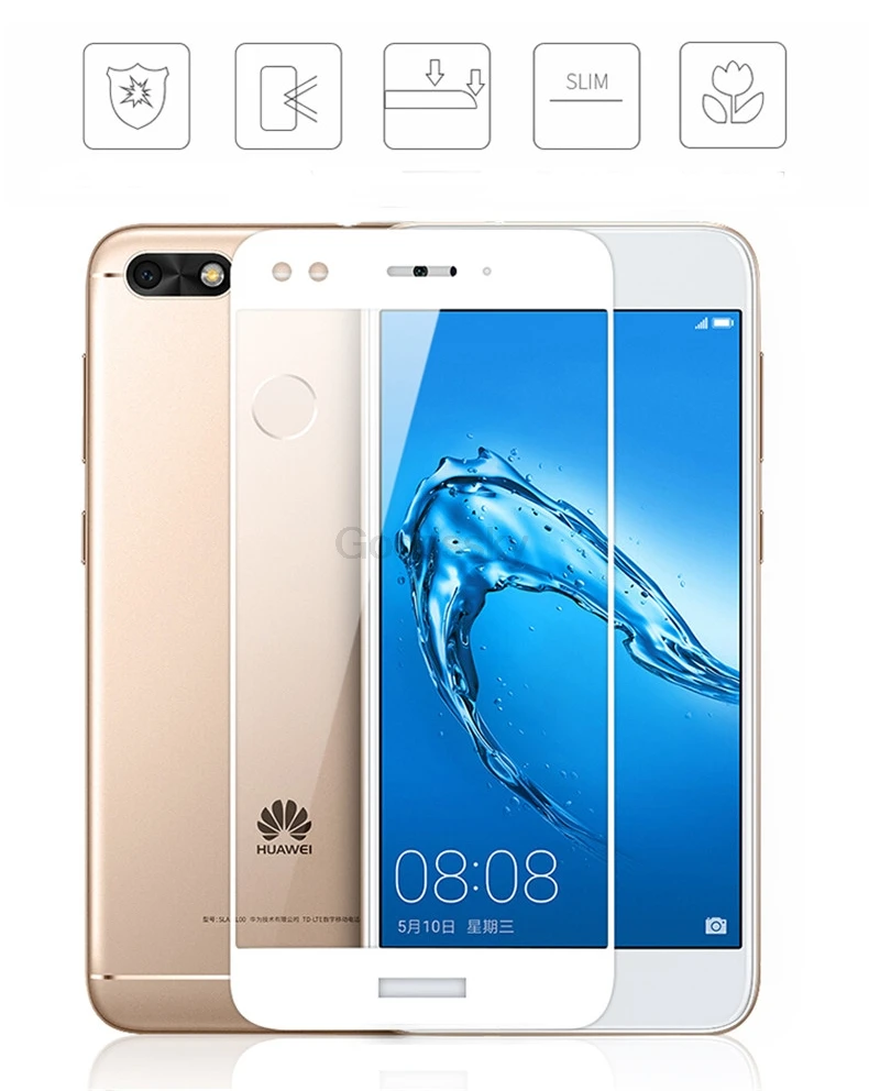 Полноэкранное защитное закаленное стекло для Huawei Y6 Pro 2017 полное покрытие