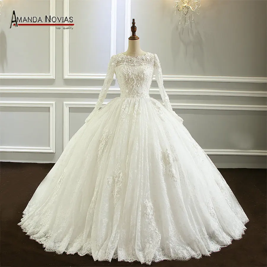 Свадебное платье с длинным рукавом Amanda Novias Новое кружевное платье|Свадебные