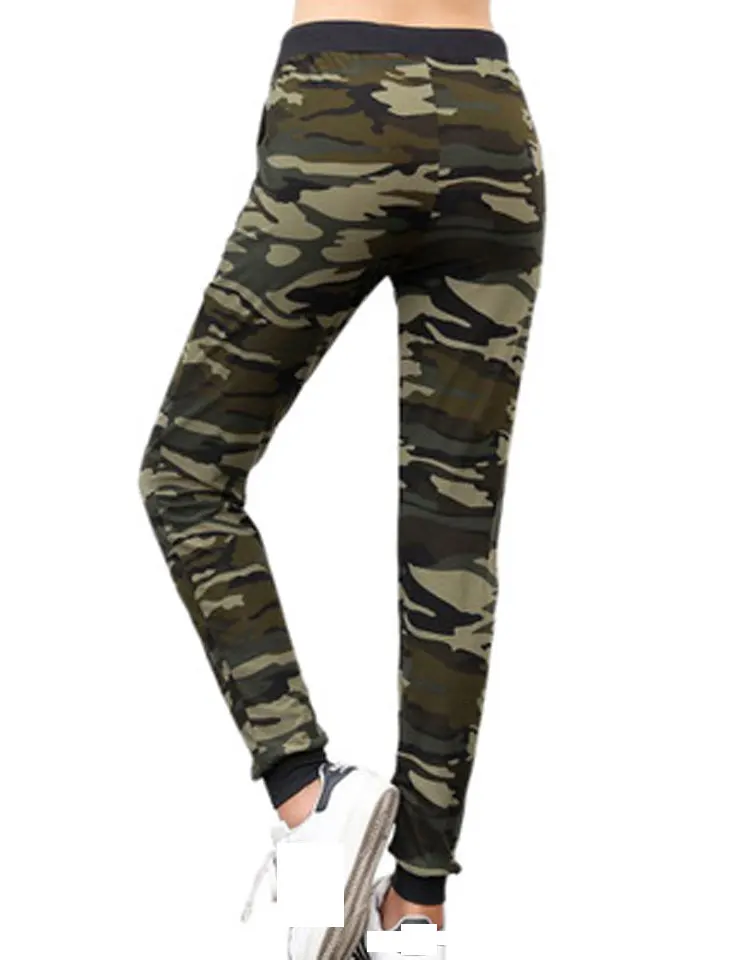 HEE GRAND/середины талии Для женщин узкие брюки пояс на завязках камуфляж Тонкий