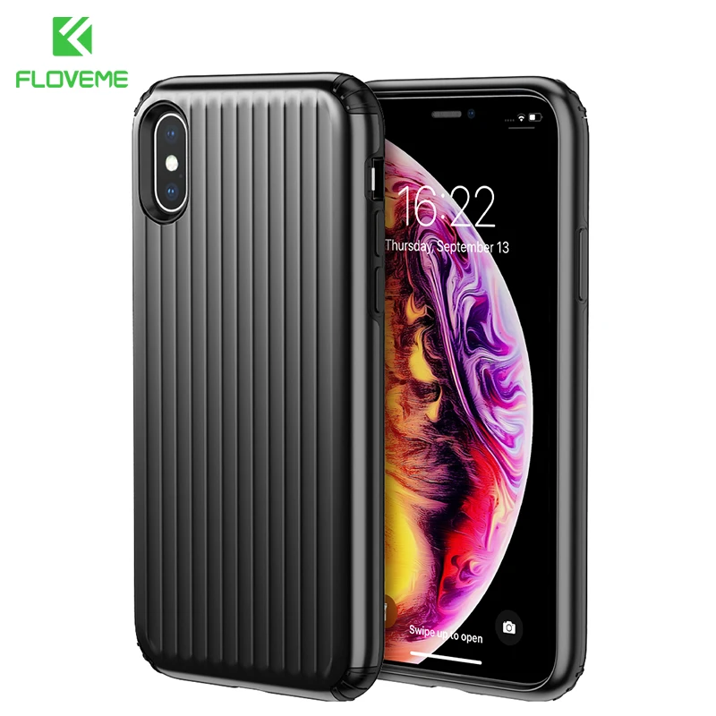 FLOVEME For iPhone XS MAX Case Plastic Hard Armor Suitcase Cover Travel Phone Bag X Coque Fundas |