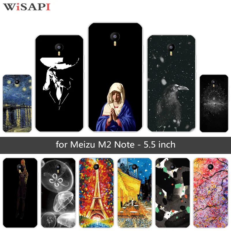 ТПУ для Meizu M2 Note чехлы телефонов с Медузой 5 дюймов Череп силиконовый черный