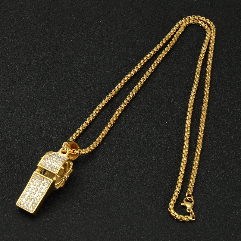 Мужские хип хоп ювелирные изделия Полный Стразы Bling из титана кулон свисток