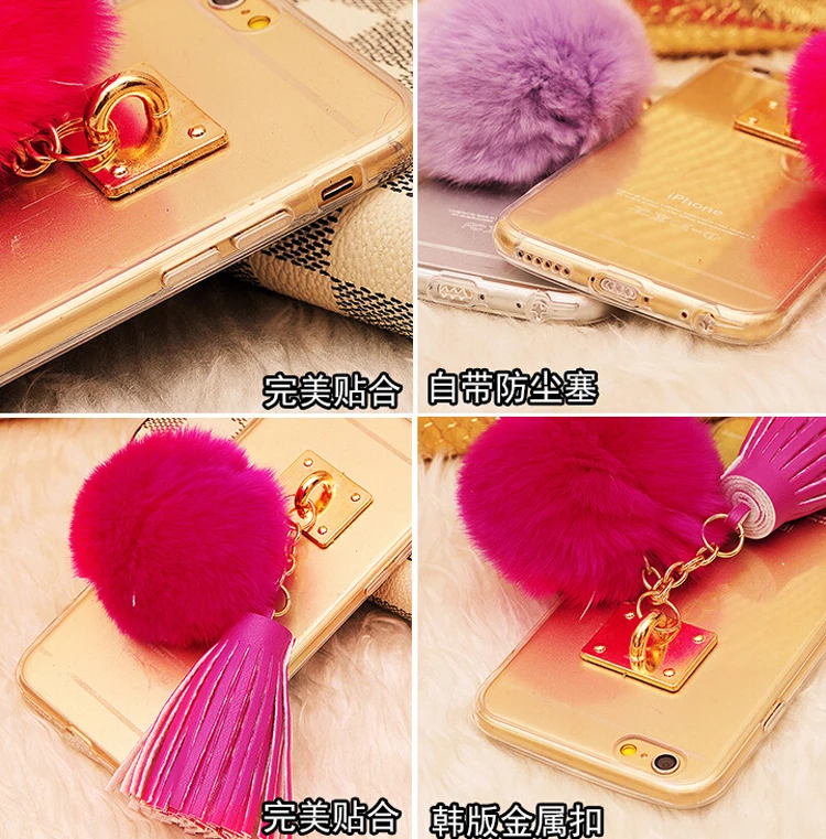 Для iphone 5 5S чехол Fundas кролика мяч кисти металлическое кольцо мягкие TPU + PC девчушки