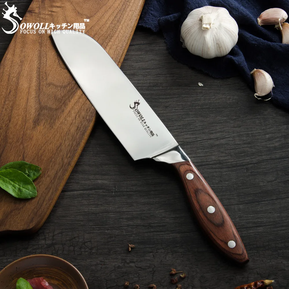 SOWOLL Германия 7Cr17mov кухонный нож из нержавеющей стали шеф повар Santoku набор кухонных