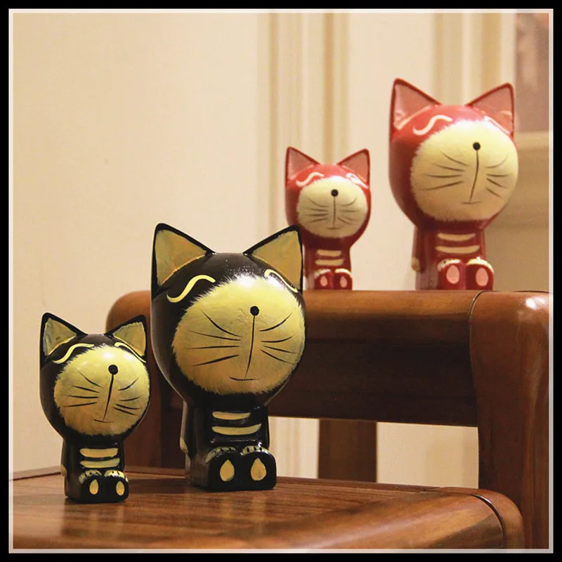Декоративная фигурка кота скандинавские деревянные животные украшения 2