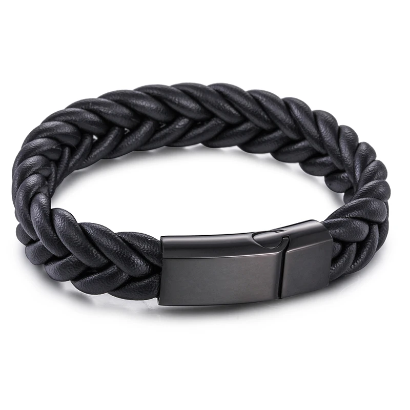 Браслет мужской плетеный из воловьей кожи с магнитной застежкой | Украшения и