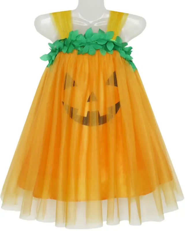 Girls Dress Pumpkin Tulle Party Halloween Costume 2020 Summer Princess Wedding Dresses Clothes Size 3-12 Carnival Vestidos | Детская