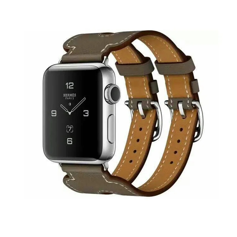 Кожаный ремешок для Apple Watch band 42 мм 38 iWatch 4 44 40 двойная Пряжка браслет часов watch 3 21